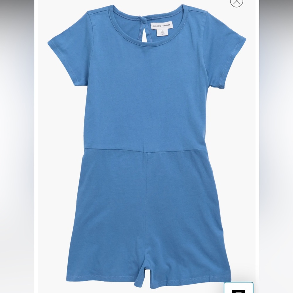 Melrose and Market Girls’ Blue Open Back Cotton Romper